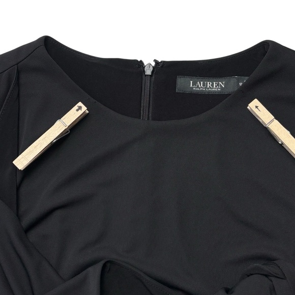 Ralph Lauren Black Label Matte Stretch Jersey Dress Size 12 Black Lined *READ - Picture 7 of 14